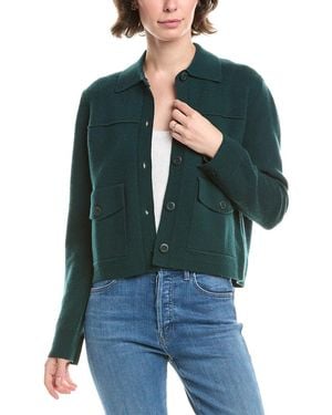 Forte Short Doubleknit Cashmere Shacket - Green
