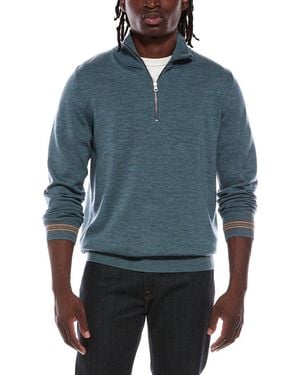 Burberry Knit Wool 1/4-Zip Pullover - Blue