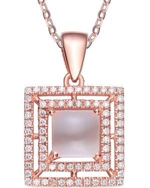 Genevive Jewelry 18k Rose Gold Vermeil Cz Pendant - White