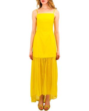 Azeeza Paloma Silk-Trim Gown - Yellow