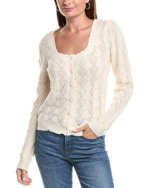 ANNA KAY Viscose Scoop Neck Button-Front Cardigan - White