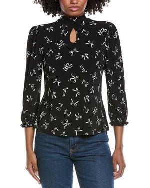 Cece Keyhole Mock Neck Top - Black