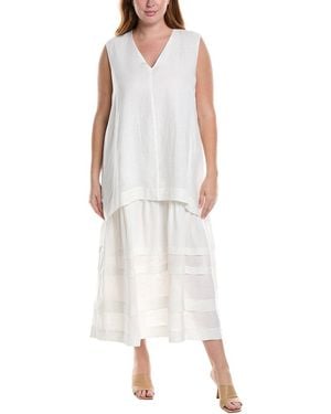 Marina Rinaldi Plus 2pc Distanza Linen Midi Dress - White