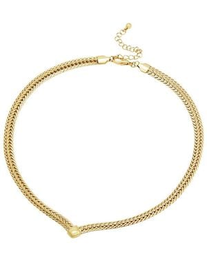 Savvy Cie Plated Flat Woven Necklace - Metallic