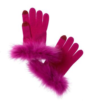 Sofiacashmere Cashmere Fox Fur Gloves - Pink