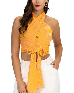 Eva Franco Halter Wrap Top - Orange