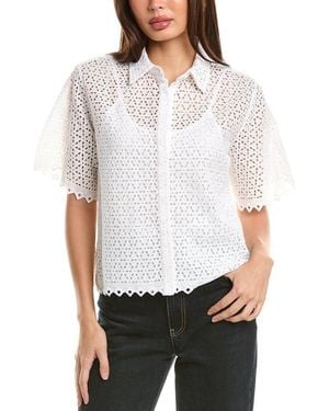 Merlette Eyelet Cotton Button-Front Top - White