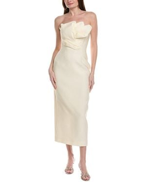 Lela Rose Draped Tulip Silk-Blend Sheath Dress - Natural