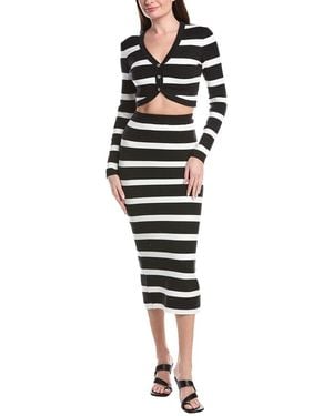 Moon River 2Pc Cardigan & Midi Skirt - Black