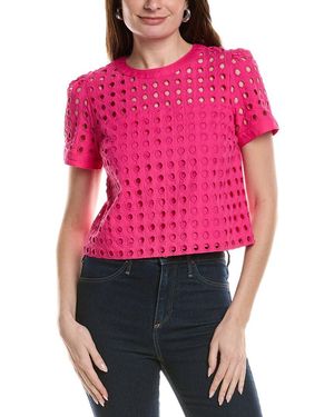 Cece Circle Eyelet Top - Pink