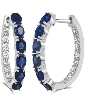 Sabrina Designs 14K 3.26 Ct. Tw. Diamond & Sapphire Hoops - Blue