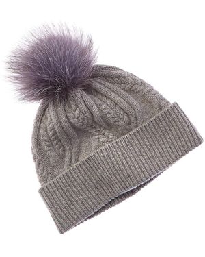 Amicale Cashmere Winding Cable Cuff Wool & Cashmere-Blend Hat - Grey