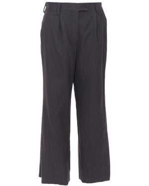 Prada 2022 Wool Pleated Wide Crop Pant, Size It (Authentic Pre-Loved) - Blue