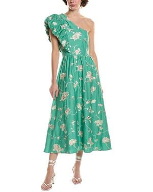 Sea One-Shoulder Midi Dress - Green