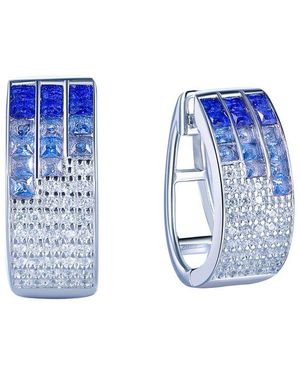 Suzy Levian CZ Jewelry Suzy Levian Cz Invisible Setting Huggie Earrings - Blue