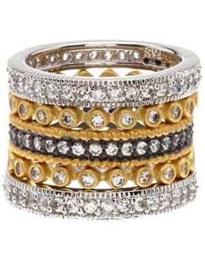 Freida Rothman Set Of 5 14K Plated Cz Stack Rings - White
