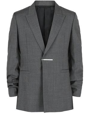 Givenchy Slim-Fit Metal Bar Structured Wool Blazer - Grey