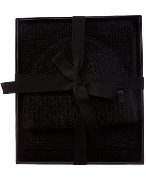 Vince 2Pc Shaker Stitch Wool & Cashmere-Blend Hat & Scarf Set - Black