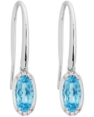 Diamond Select Cuts 14K Diamond .07 Ct. & 1.70 Ct. Topaz Earrings - Blue