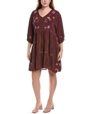 Johnny Was Petite Toni Silk Mini Dress - Red