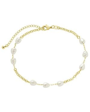 Sterling Forever 14K Plated Allie Stationed Anklet - White