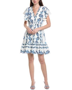 Maison Tara Printed Gingham Dress - Blue