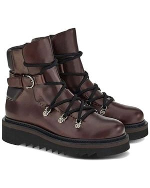 Ferragamo Elimo Lace-Up Leather Bootie - Brown