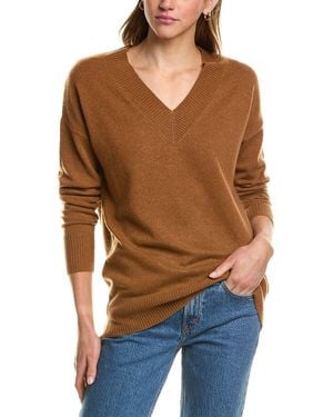 InCashmere V-neck Cashmere Tunic Jumper - Brown