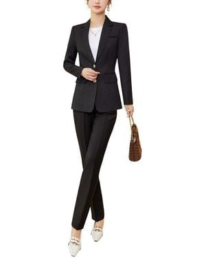 Bossy Chic 2Pc Blazer & Pant Set - Black