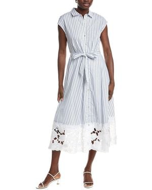 Ellen Tracy 3D Cutout Broderie Poplin Shirtdress - White