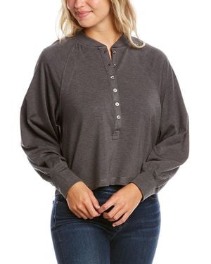 Tahari Scoop Neck Henley - Grey