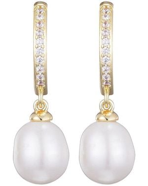 Adornia 14K Plated 10Mm Cz Huggie Hoop Earrings - White