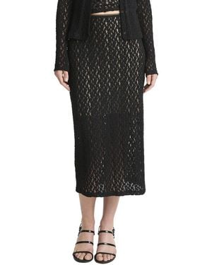 Vince Floral Smocked Skirt - Black