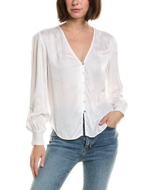 Bella Dahl Smocked Cuff Button Down Shirt - White