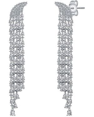 Genevive Jewelry Silver Cz Statement Earrings - White
