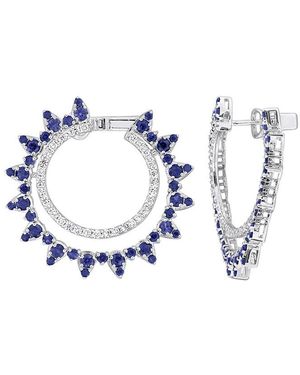 Rina Limor 14K 5.09 Ct. Tw. Diamond & Sapphire Hoops - Blue
