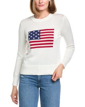 Hannah Rose Flag Intarsia Cashmere-Blend Jumper - White