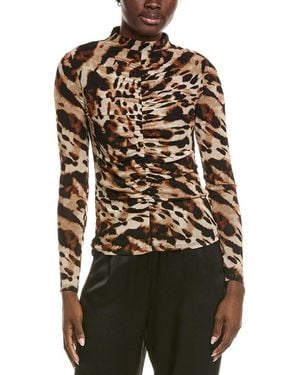 Kenneth Cole Mesh Print Top - Black