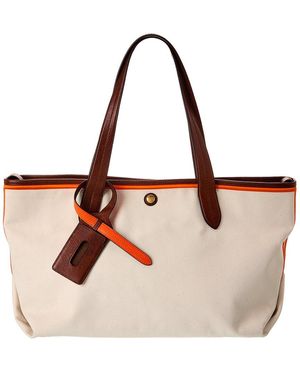 Mulberry Leather & Canvas Tote - Brown