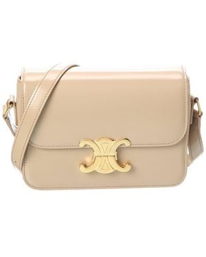 Celine Teen Triomphe Leather Shoulder Bag - Natural