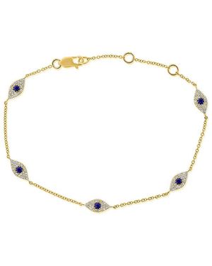 Sabrina Designs 14K 0.45 Ct. Tw. Diamond & Sapphire Evil Eye Bracelet - Metallic