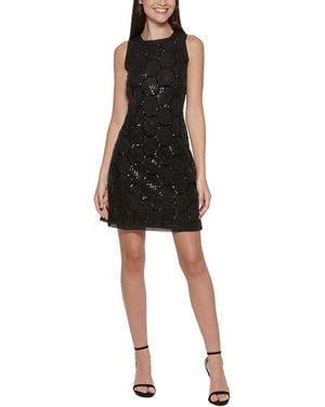Vince Camuto Jewel Neck A-Line Dress - Black