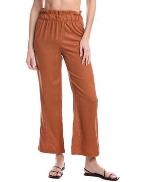 WeWoreWhat Paperbag Linen-Blend Pant - Orange