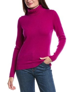 Forte Chunky Trim Turtleneck Cashmere Jumper - Purple