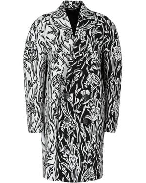 Givenchy Double-Breasted Floral Jacquard Coat - Black