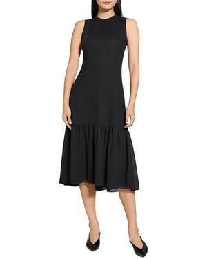 Theory Tie Neck Tiered Midi Dress - Black