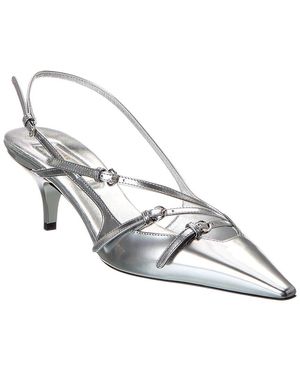 Miu Miu Leather Slingback Pump - Metallic