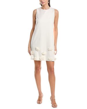 Anne Klein Rosette Hem Sleeveless Shift Dress - White