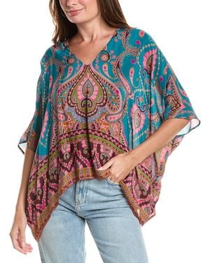 Johnny Was Croft Silk-Blend Poncho - Blue