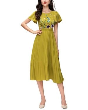 BURRYCO Short Sleeve Midi Dress - Yellow